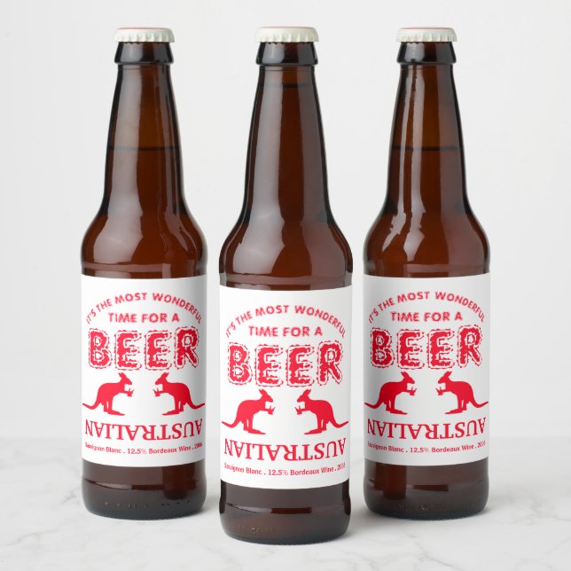 Étiquette Pour Bouteilles De Bière Bière Kangaroo, Noël australien (Bouteilles)