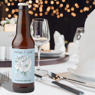 Étiquette Pour Bouteilles De Bière Bleu des flocons de neige du dragon blanc d'hiver