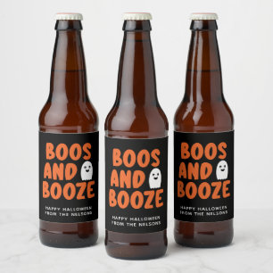 Étiquette Pour Bouteilles De Bière Booze Adult Halloween Ghost Black
