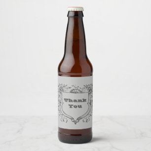 Étiquette Pour Bouteilles De Bière Bouclier orné Merci avec des vignes Appréciation
