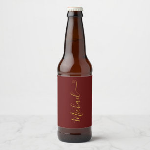Étiquette Pour Bouteilles De Bière Bourgogne et Or Typographie Élégante