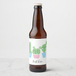 Étiquette Pour Bouteilles De Bière cactus, succulent, mignonette fiesta, mexicaine,