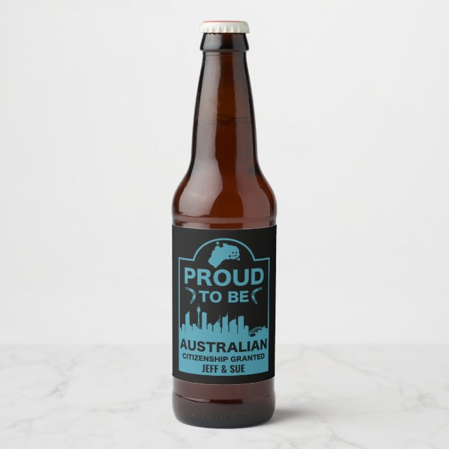 Étiquette Pour Bouteilles De Bière Cadeau de citoyenneté australienne (Devant)