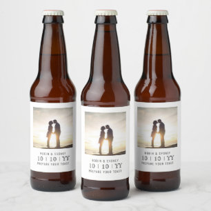 Étiquette Pour Bouteilles De Bière Cadre photo   Enregistrer La Date   Étiquette de b