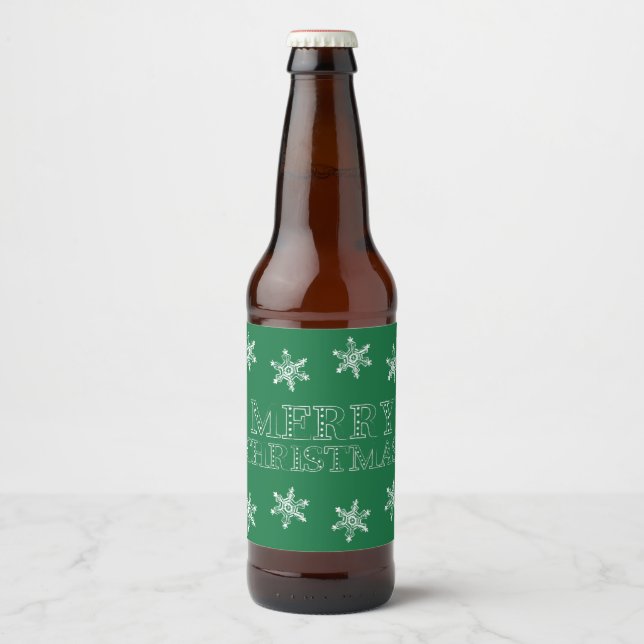 Étiquette Pour Bouteilles De Bière Chalk Snowflake Motif (Devant)