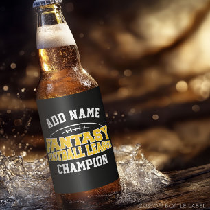Étiquette Pour Bouteilles De Bière Champion de football Imaginaire - Or noir et jaune