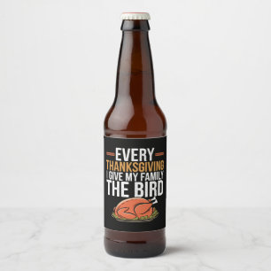 Étiquette Pour Bouteilles De Bière  Chaque jour de Thanksgiving, je fais un doigt à m