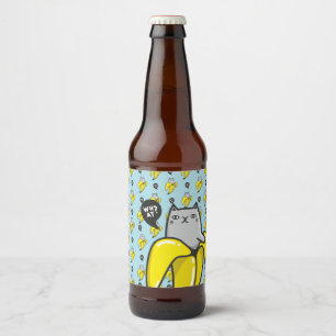 Étiquette Pour Bouteilles De Bière Chat en banane
