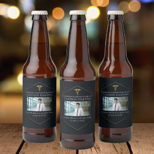 Étiquette Pour Bouteilles De Bière Chic Black Gold Médicale School Graduation Photo