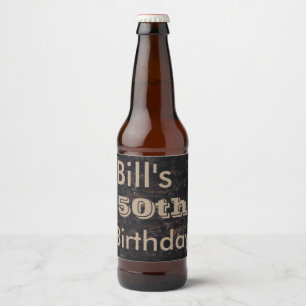 Étiquette Pour Bouteilles De Bière cinquantième Brun et noir d'anniversaire