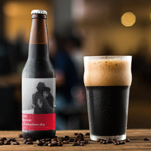 Étiquette Pour Bouteilles De Bière Citation et photo rouge tendance   Cadeau Valentin