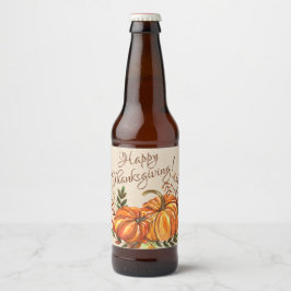 Étiquette Pour Bouteilles De Bière Citrouilles de Thanksgiving