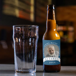 Étiquette Pour Bouteilles De Bière Classic Elegant Marine Bleu Retire Grand-père Phot