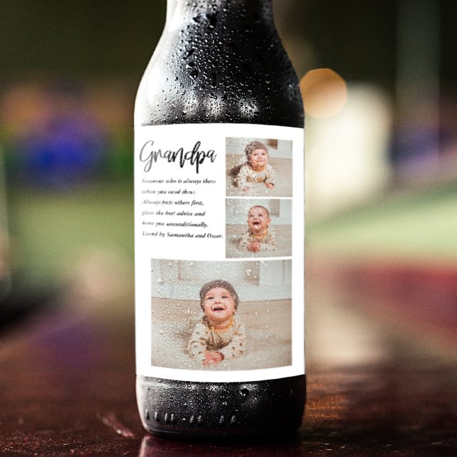 Étiquette Pour Bouteilles De Bière Collage moderne Meilleur grand-père Jamais beauté  (Créateur téléchargé)