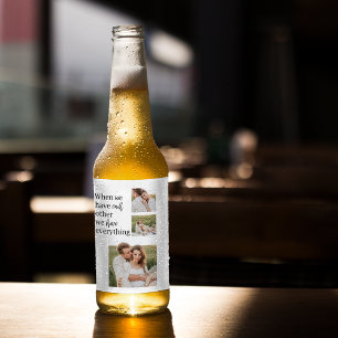 Étiquette Pour Bouteilles De Bière Collage moderne Photo Romantique Couple Citation C