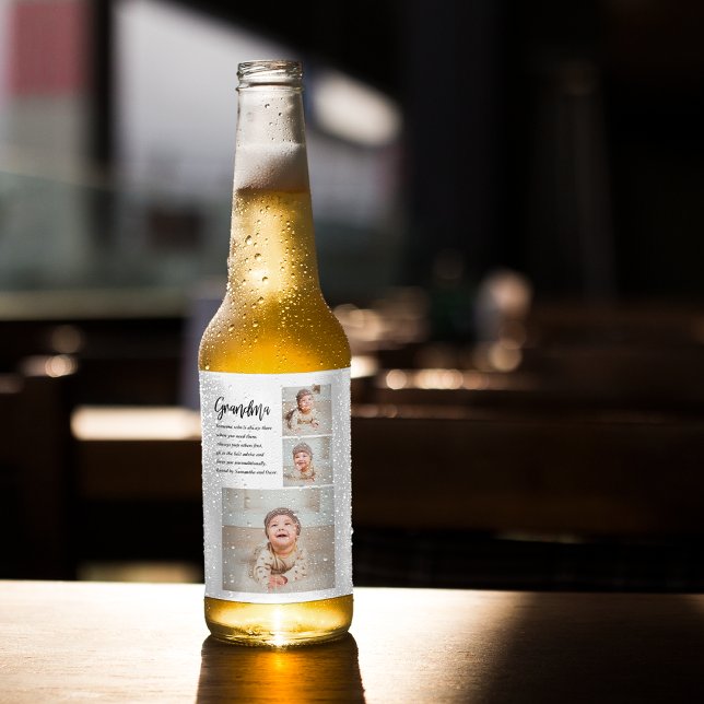 Étiquette Pour Bouteilles De Bière Collage Photo & Meilleure grand-mère Jamais Meille (Créateur téléchargé)