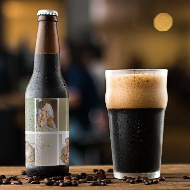 Étiquette Pour Bouteilles De Bière Collage photo moderne Meilleur papa Jamais Cadeau (Créateur téléchargé)