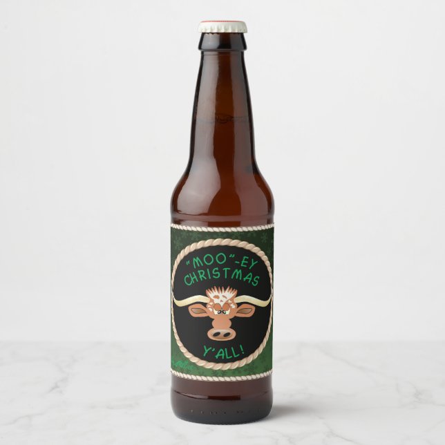 Étiquette Pour Bouteilles De Bière Comique Longhorn Steer (Devant)
