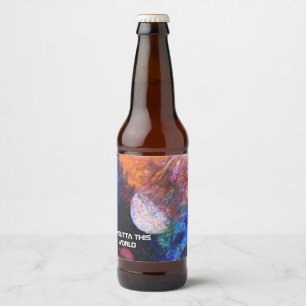 Étiquette Pour Bouteilles De Bière Cool de peinture de l'espace en galaxie colorée