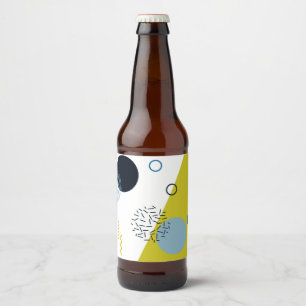 Étiquette Pour Bouteilles De Bière Cool, tendance, moderne, vert Memphis