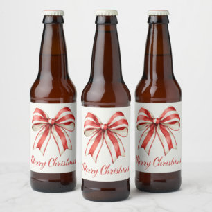 Étiquette Pour Bouteilles De Bière Coquette Noël Rouge Sucre de canne blanc Stripe Bo
