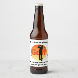 Étiquette Pour Bouteilles De Bière Coucher de soleil Golfer Silhouette
