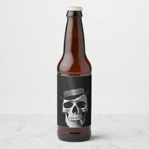 Étiquette Pour Bouteilles De Bière Crâne de chapeau supérieur
