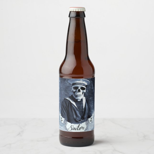 Étiquette Pour Bouteilles De Bière Crâne marin (Devant)