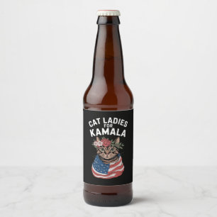 Étiquette Pour Bouteilles De Bière Dames De Chat Pour Kamala Élection De Chat Lady Ha