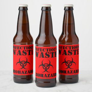 Étiquette Pour Bouteilles De Bière Déchets infectieux biodangereux amusants Halloween