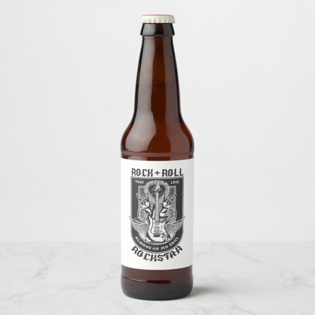 Étiquette Pour Bouteilles De Bière Design Guitar Rock (Devant)