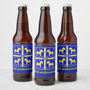 Étiquette Pour Bouteilles De Bière design scandinave, Personnalisé Glad midsommar