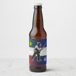 Étiquette Pour Bouteilles De Bière Drapeau Québec et Patriote Henri Julien érodé