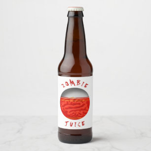 Étiquette Pour Bouteilles De Bière Drôle Halloween Zombie Juice Cerveaux