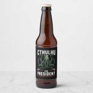 Étiquette Pour Bouteilles De Bière Élections drôles 2024 Cthulhu pour président 