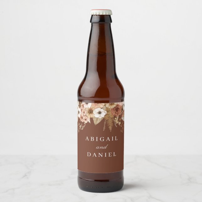 Étiquette Pour Bouteilles De Bière Elegant Bohemian Floral Wedding  (Devant)