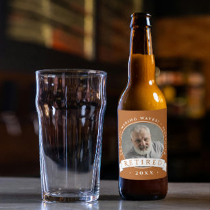 Étiquette Pour Bouteilles De Bière Elégant Brown Retire Homme Grand-père photo