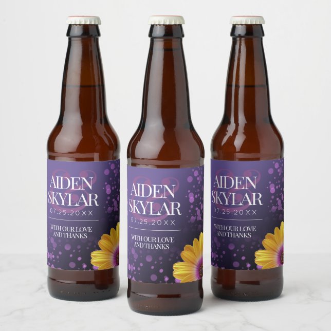Étiquette Pour Bouteilles De Bière Elegant Golden Daisy (Bouteilles)