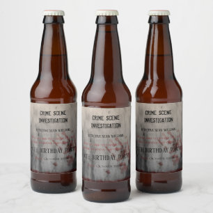 Étiquette Pour Bouteilles De Bière Enquête sur la scène de crime Merci d'anniversaire