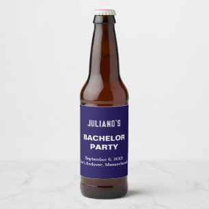Étiquette Pour Bouteilles De Bière Enterrement de vie de garçon Minimaliste Bleu Fonc