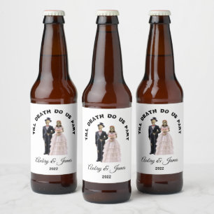 Étiquette Pour Bouteilles De Bière Épouse et fille de squelette