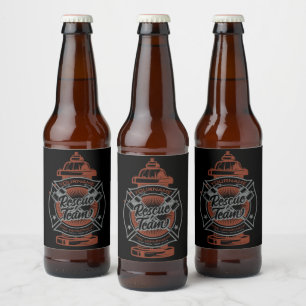 Étiquette Pour Bouteilles De Bière Equipe de Secourt de pompier AJOUTER UN NOM À L'Hy