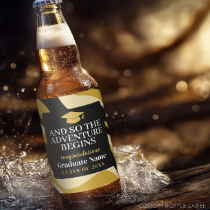 Étiquette Pour Bouteilles De Bière Et Donc L'Aventure Commence La Graduation Black Go