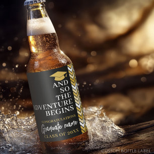 Étiquette Pour Bouteilles De Bière Et Donc L'Aventure Commence La Graduation Black Go