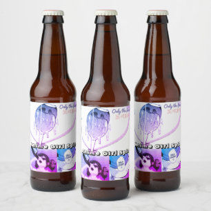 Étiquette Pour Bouteilles De Bière Étiquette de boissons de broche de fille d'Anime