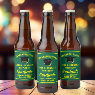 Étiquette Pour Bouteilles De Bière Fête de remise de diplômes personnalisée Vert Jaun
