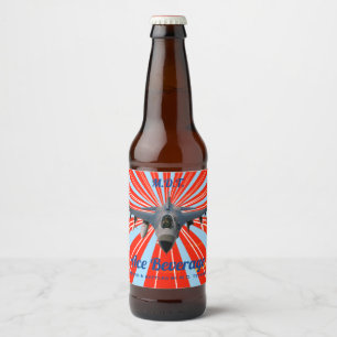Étiquette Pour Bouteilles De Bière Fighter Jet de style rétro