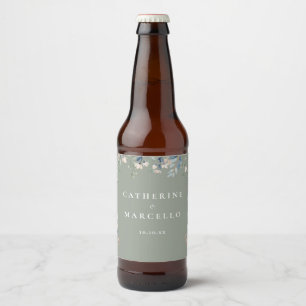 Étiquette Pour Bouteilles De Bière Fleur sauvage Floral Cascade Sage Mariage vert