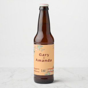 Étiquette Pour Bouteilles De Bière Fleurs avec feuilles   