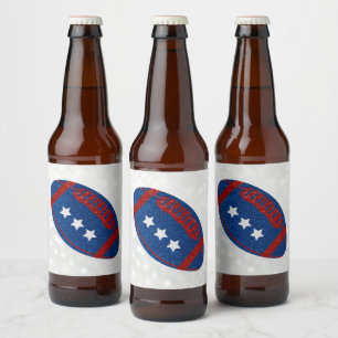 Étiquette Pour Bouteilles De Bière Football Américain 4 juillet Paillettes